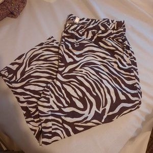 Chico's Animal Print Pull On Linen Crop Pants Chico's 2 M/L